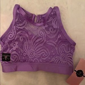 Kandi Kouture girls sports bra lavender child Med